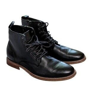 The Rail Men's leather lace up ankle boot casual loafer black 40M